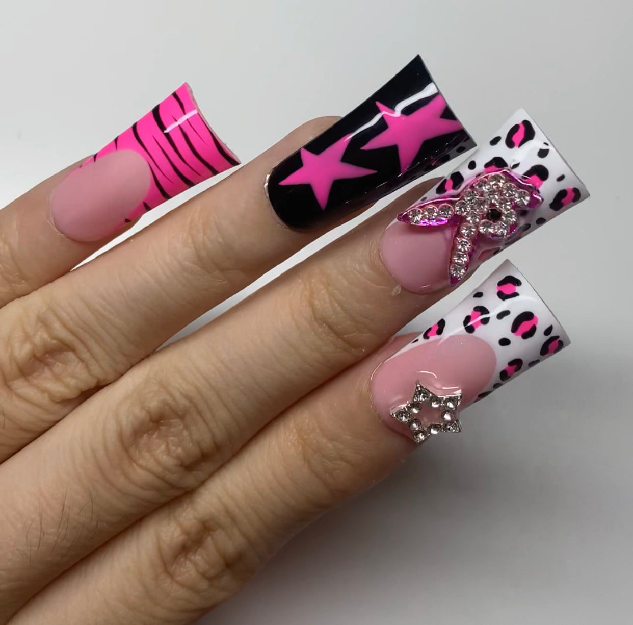 Pink cheetah/zebra y2k set