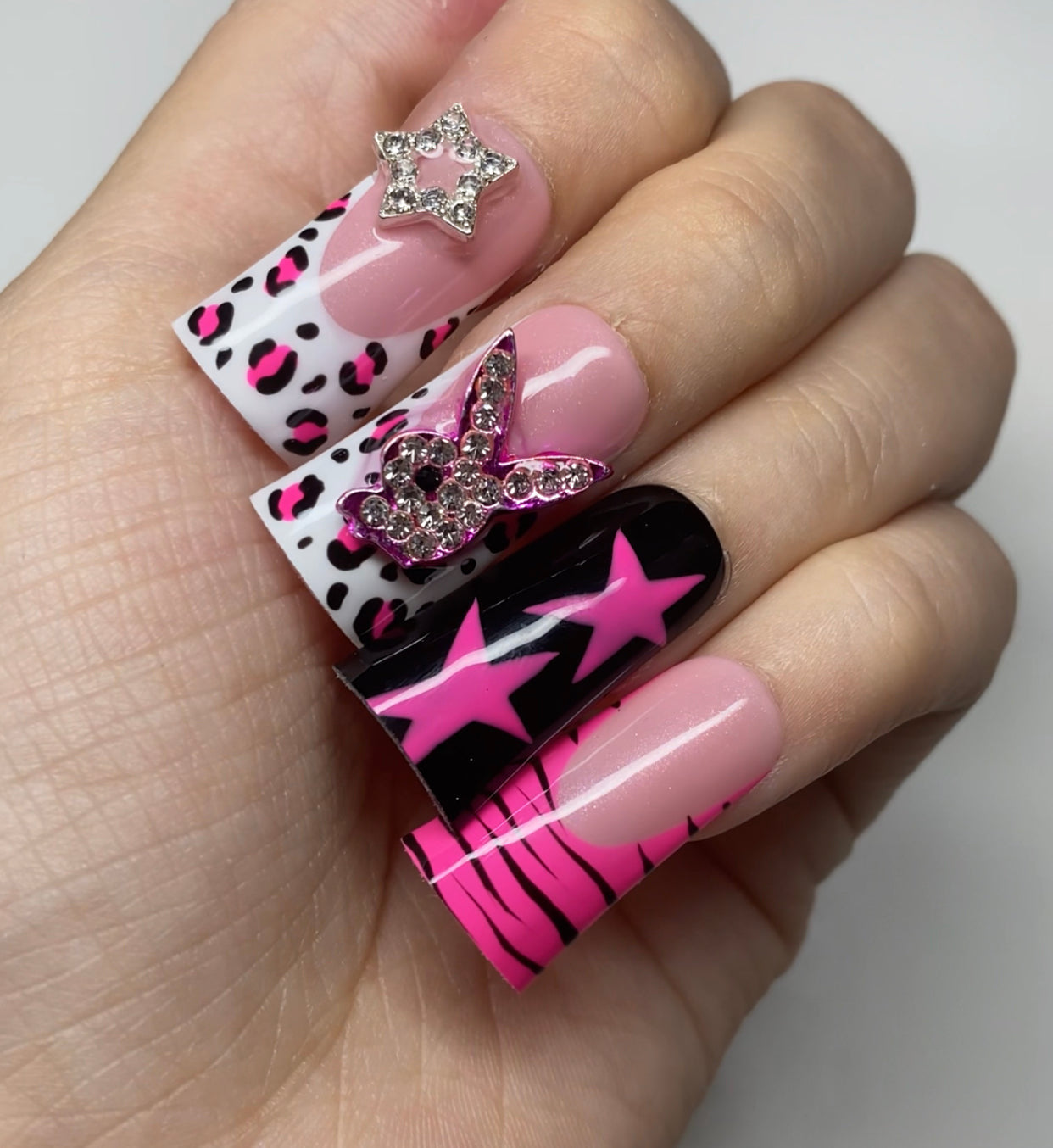 Pink cheetah/zebra y2k set