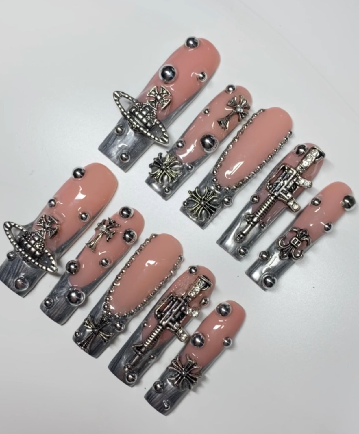 Chrome custom nail set