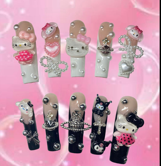 Hello kitty custom nail set